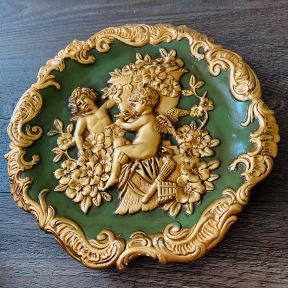 French plaster 3 D  Gold and Green Decorative plaque - Picture 5 of 12
